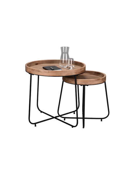 Jette - Table d'appoint bois et métal PM - Mirrors and More