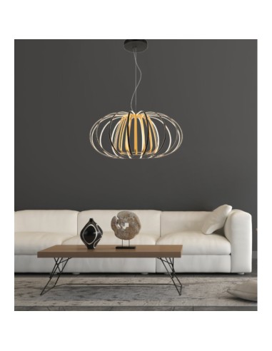 Salo de Wofi - suspension Leds intégrées - métal noir et or - haute intensité lumineuse