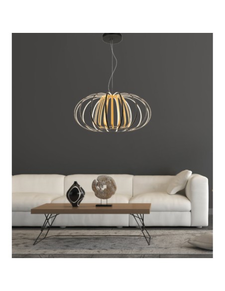 Salo de Wofi - suspension Leds intégrées - métal noir et or - haute intensité lumineuse