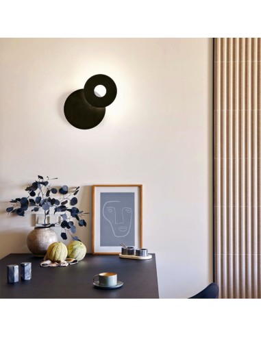 Hennes ronde noire - Fischer&Honsel - applique Led, source lumineuse mobile