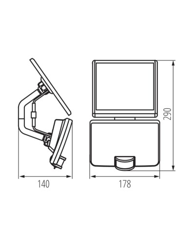 Solnar de Kanlux - projecteur solaire - dessin technique