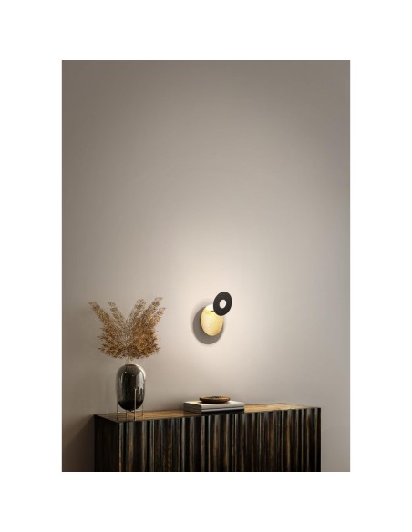 Fischer & Honsel - applique Led Hennes ronde noire et or rétro éclairante