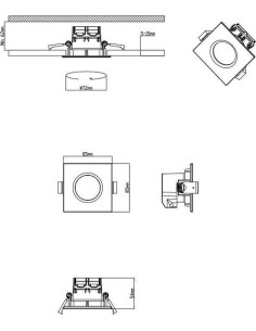 TRIO Zagros downlight carré, 3 x LED SMD 5,5W, acier brossé, 345lm, 3000K, protection IP65, réglable 2