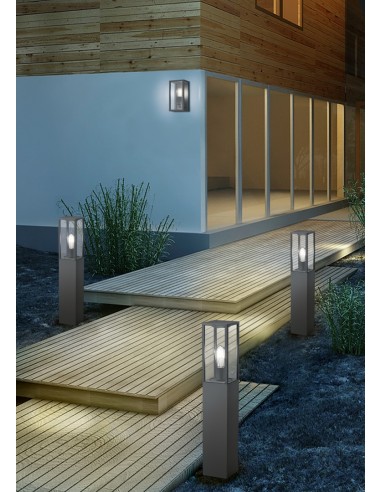 TRIO Garonne-lampadaire extérieur, style linéaire, verre clair, E27, compatible ampoule LED, protection IP44