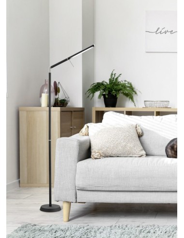 Lampadaire Led tactile 3000K noir mat et verre blanc intérieur | Trio