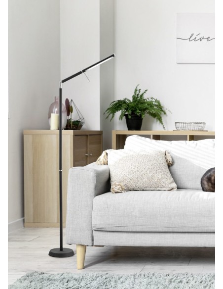 Lampadaire Led tactile 3000K noir mat et verre blanc - Trio - Filigran