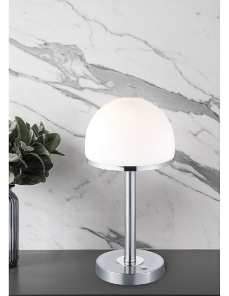 Lampe de table LED nickel mat, variateur tactile, 3000K – Trio - Berlin