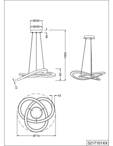 Trio Oakland – Suspension design moderne, LED 52W, 6200Lm