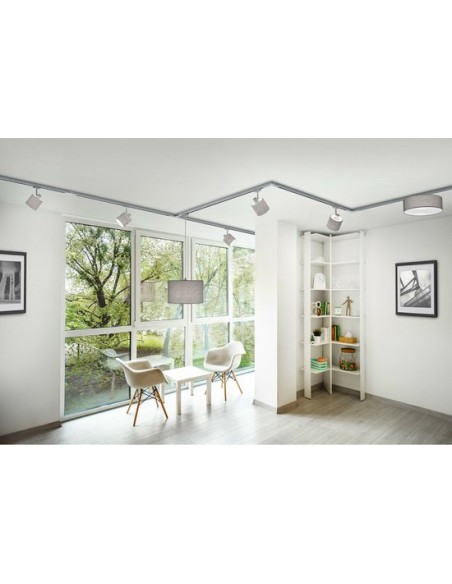 Trio – DUOline – Luminaire à poser sur rail, 2xE27, tissu gris, Ø30 cm