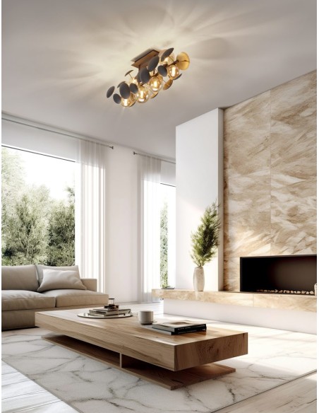 Plafonnier 8xG9, max. 10W, métal doré, verre blanc – Trio Select - Bubble