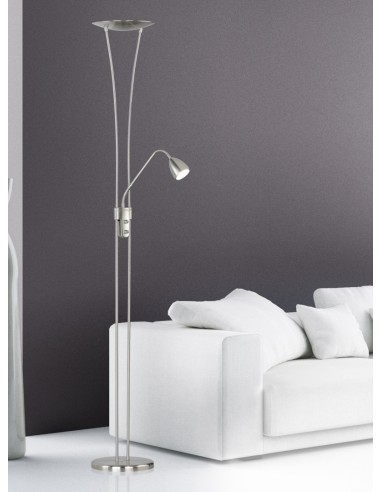 Trio Arizona – Lampadaire moderne 19W LED, variateur double, design nickel mat