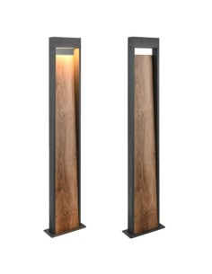 Trio Salmon – Potelet LED extérieur 11W, 1200lm, 3000K, aluminium et reproduction bois 2