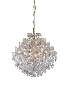 Markslöjd Rosendal – Lustre en cristal 6xE14, max. 40W, structure dorée, prismes taillés, Ø53 cm