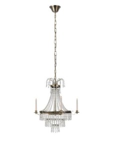 Markslöjd Marielund – Lustre en cristal avec prismes sculptés et finition laiton antique