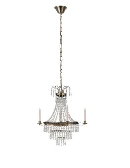 Markslöjd Marielund – Lustre en cristal avec prismes sculptés et finition laiton antique