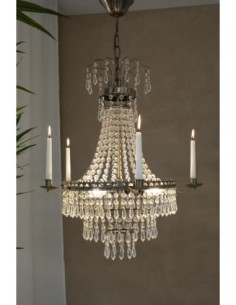 Markslöjd Marielund – Lustre en cristal avec prismes sculptés et finition laiton antique 2