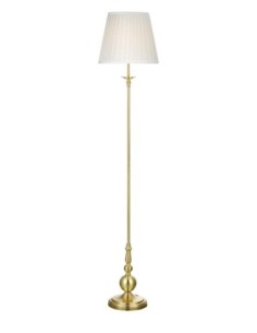 Markslöjd Imperia – Lampadaire classique en laiton avec abat-jour blanc en tissu, H149 cm