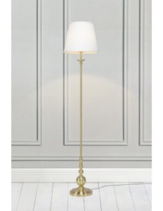 Markslöjd Imperia – Lampadaire classique en laiton avec abat-jour blanc en tissu, H149 cm 2