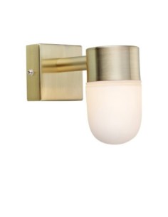 Markslöjd Menton – Applique murale salle de bain IP44, laiton et verre blanc, G9 max 18W