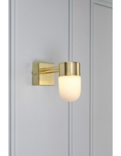 Markslöjd Menton – Applique murale salle de bain IP44, laiton et verre blanc, G9 max 18W 2