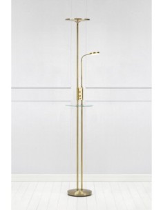 Markslöjd Friend – Lampadaire LED 18W + liseuse 5W, variateur intégré, port USB, finition laiton antique 2