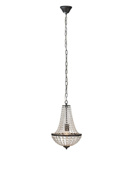 Markslöjd Gränsö – Lustre cristal 3xE14 max. 40W, finition noire, câble transparent 1,5 m