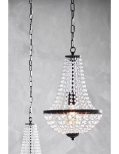 Markslöjd Gränsö – Lustre cristal 3xE14 max. 40W, finition noire, câble transparent 1,5 m 2