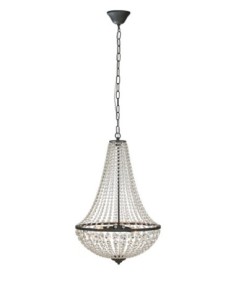 Markslöjd Gränsö – Lustre cristal 3xE14 max. 40W, finition noire, câble transparent 1,5 m