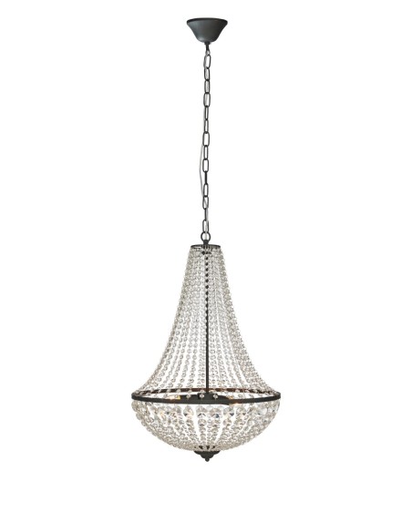 Markslöjd Gränsö – Lustre cristal 3xE14 max. 40W, finition noire, câble transparent 1,5 m