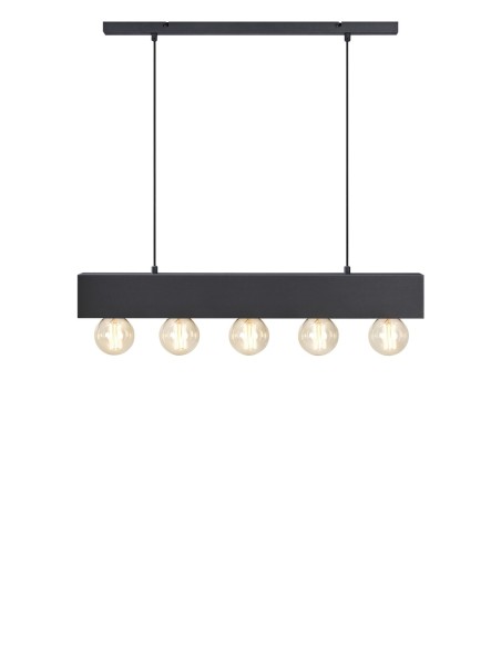 Markslöjd Couture – Suspension 5xE27, métal noir laqué, design allongé 80 cm, idéal pour salle à manger, IP20