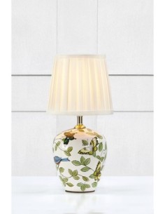 Markslöjd Mansion – Lampe de table E14 max. 40W, pied céramique décoratif multicolore, abat-jour blanc plissé 2