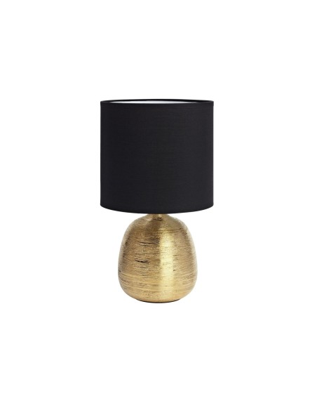 Markslöjd Oscar – Lampe de table E27 max. 60W, socle céramique dorée, abat-jour textile noir