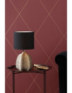 Markslöjd Oscar – Lampe de table E27 max. 60W, socle céramique dorée, abat-jour textile noir 2