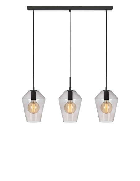 Markslöjd Retro – Suspension 3xE27, verre fumé élégant et métal noir, style vintage chic, IP20