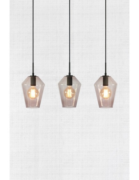 Markslöjd Retro – Suspension 3 lumières, douilles E27, ampoules max 60W, design industriel avec globes fumés