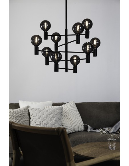 Markslöjd Paris – Suspension 10 bras orientés, douilles E27 max 60W, style industriel chic, câble 130 cm