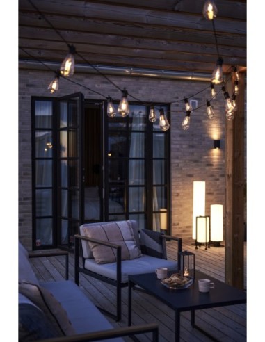 Markslöjd Garden 24 – Guirlande lumineuse noire avec 10 ampoules poire, blanc chaud, LED fixe