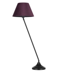 Markslöjd Garda – Lampe de table orientable, pied métal noir et abat-jour velours violet, H80 cm