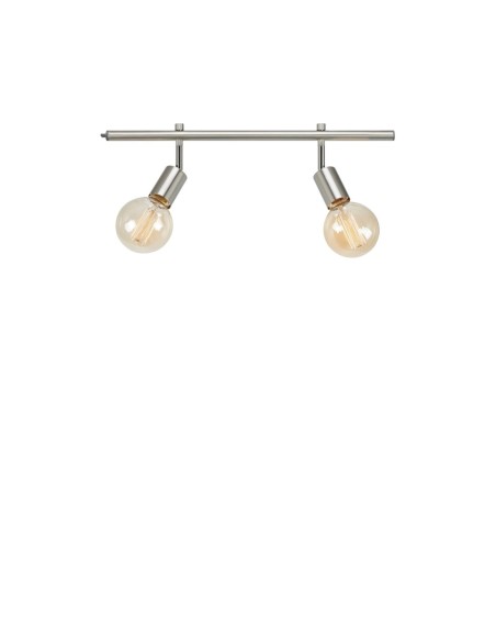 Spot sur rail 50 cm en acier avec 2 spots E27 orientables, idéal pour petits espaces intérieurs.
