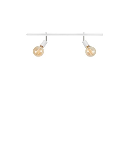 Rail blanc de 70 cm avec 2 spots orientables, parfait pour un éclairage intérieur modulable.
