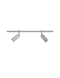 Rail de 70 cm avec 2 spots cylindriques orientables, parfait pour un éclairage intérieur ciblé.