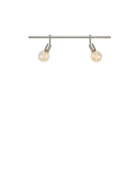 Rail 70 cm en acier avec 2 spots orientables E27, idéal pour un éclairage ciblé et modulable.