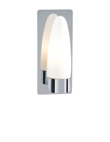 Markslöjd Bullet – Applique murale salle de bain IP44, chrome et verre blanc, E14 max 40W
