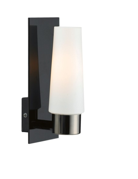Applique noire 1xE14 pour salle de bain, IP44, montage mural 230V, sans variateur intégré.
