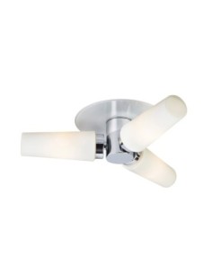 Plafonnier blanc IP44 pour salle de bain avec 3 douilles E14, lumière douce et homogène.