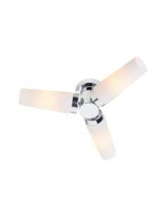 Plafonnier IP44 à 3 ampoules E14, idéal pour salle de bain, lumière douce et homogène.