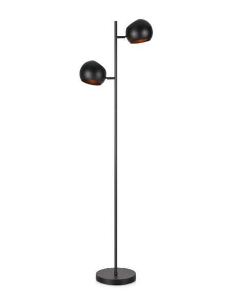 Lampadaire Edgar noir mat à deux têtes orientables, idéal pour lecture ou ambiance cosy.