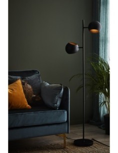 Lampadaire Edgar noir mat à deux têtes orientables, idéal pour lecture ou ambiance cosy. 2