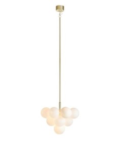 Markslöjd Merlot – Suspension 13 globes en verre opalin et métal doré, design élégant Ø56 cm