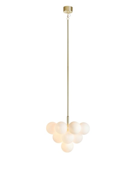 Markslöjd Merlot – Suspension 13 globes en verre opalin et métal doré, design élégant Ø56 cm